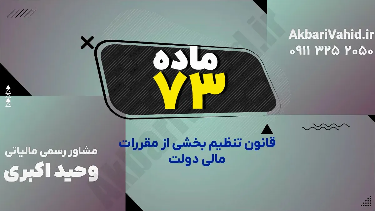 ماده 73 قانون تنظیم بخشی از مقررات مالی دولت